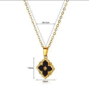 Elegant 18k Gold Plated and Black Pendant Necklace